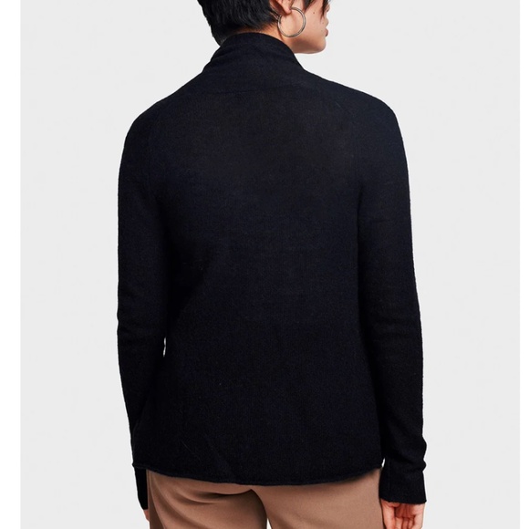 White + Warren Cashmere Mini Trapeze Cardigan Black Size Small - Picture 2 of 6